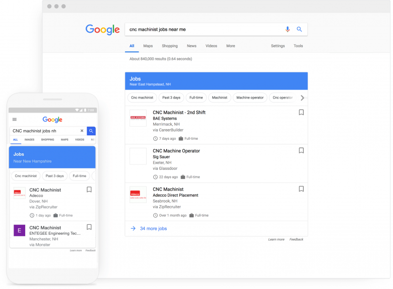 Google Job Search Box Manufacturing Recruitment