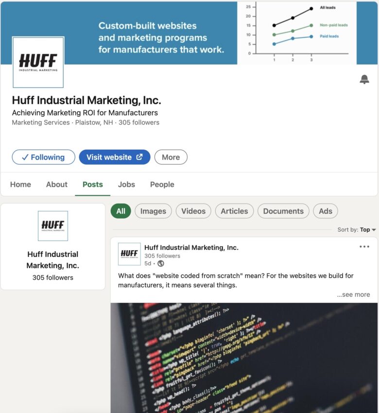 Huff Industrial Marketing LinkedIn page