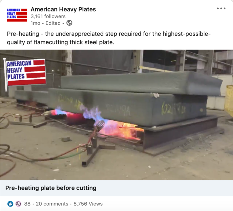 American Heavy Plates LinkedIn post
