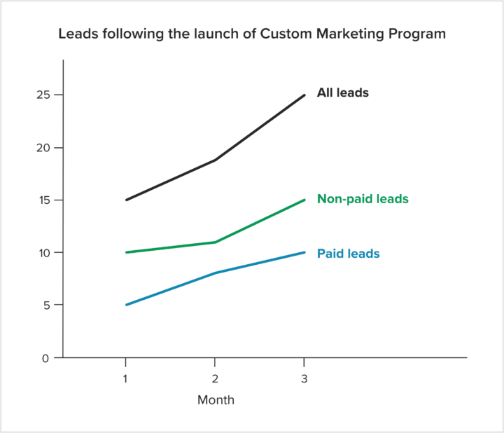 Graph of leads following the launch of Custom Marketing Program